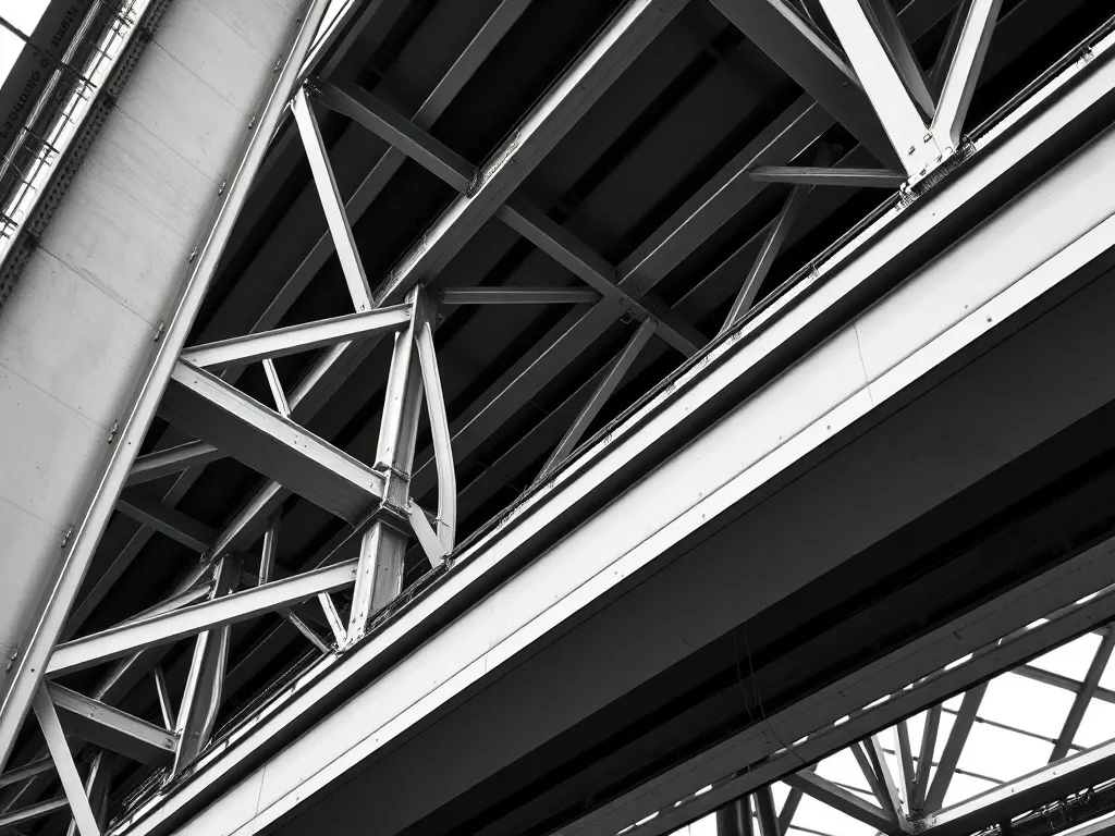 A high-contrast black and white architectural detail of a ri